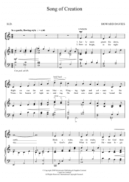 page one of Song Of Creation (Piano, Vocal & Guitar Chords)
