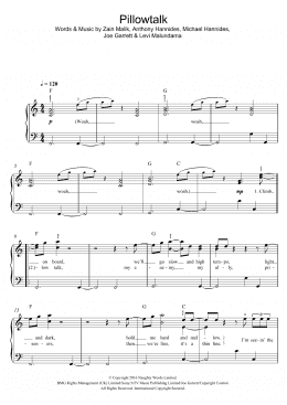 page one of Pillowtalk (Piano, Vocal & Guitar Chords)