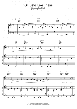 page one of On Days Like These (Piano, Vocal & Guitar Chords (Right-Hand Melody))