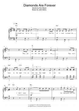page one of Diamonds Are Forever (Easy Piano)