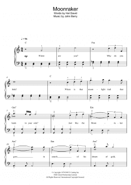 page one of Moonraker (Piano, Vocal & Guitar Chords)