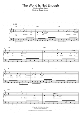 page one of The World Is Not Enough (Piano, Vocal & Guitar Chords)