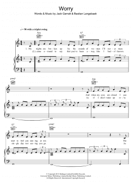 page one of Worry (Piano, Vocal & Guitar Chords)