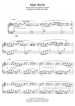 page one of Mad World (Piano Solo)