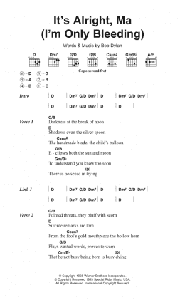 page one of It's Alright Ma (I'm Only Bleeding) (Guitar Chords/Lyrics)