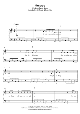 page one of Heroes (Easy Piano)