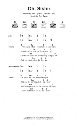 page one of Oh, Sister (Guitar Chords/Lyrics)