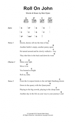 page one of Roll On John (Guitar Chords/Lyrics)