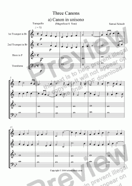 page one of Three Canons for Brass Quartet