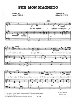 page one of Sur Mon Magneto (Piano & Vocal)