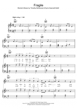 page one of Fragile (featuring Labrinth) (Piano, Vocal & Guitar Chords)