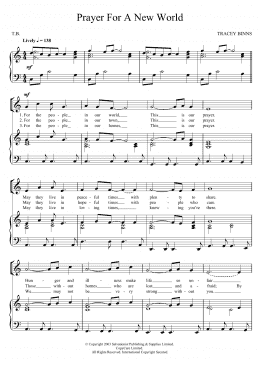 page one of Prayer For A New World (Piano, Vocal & Guitar Chords)