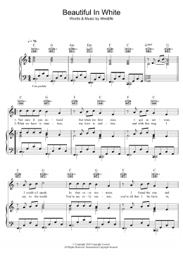 page one of Beautiful In White (Piano, Vocal & Guitar Chords)