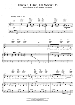 page one of That's It, I Quit, I'm Movin' On (Piano, Vocal & Guitar Chords)