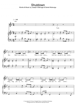 page one of Shutdown (Piano, Vocal & Guitar Chords)