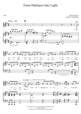 page one of From Darkness Into Light (Piano, Vocal & Guitar Chords)