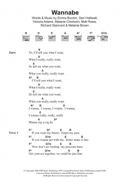 page one of Wannabe (Guitar Chords/Lyrics)