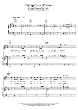 page one of Dangerous Woman (Piano, Vocal & Guitar Chords)