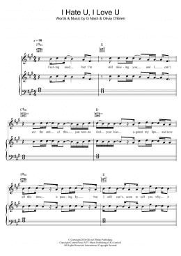 page one of I Hate U, I Love U (featuring Olivia O'Brien) (Piano, Vocal & Guitar Chords)