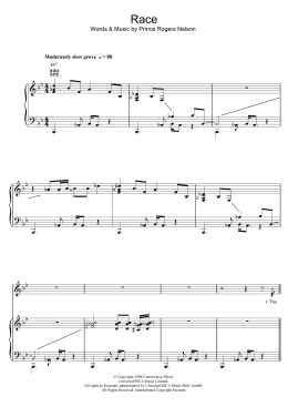 page one of Race (Piano, Vocal & Guitar Chords)
