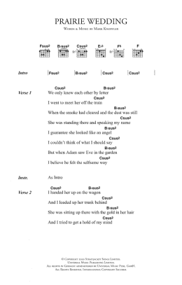 page one of Prairie Wedding (Guitar Chords/Lyrics)