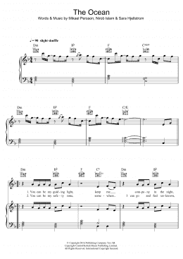 page one of The Ocean (featuring Shy Martin) (Piano, Vocal & Guitar Chords)