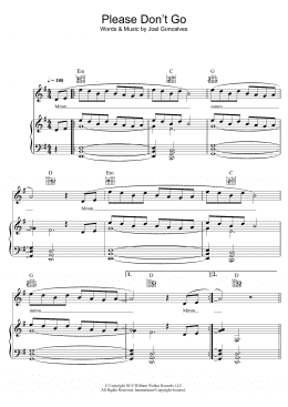 page one of Please Don't Go (Piano, Vocal & Guitar Chords)