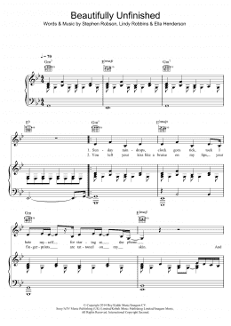 page one of Beautifully Unfinished (Piano, Vocal & Guitar Chords)
