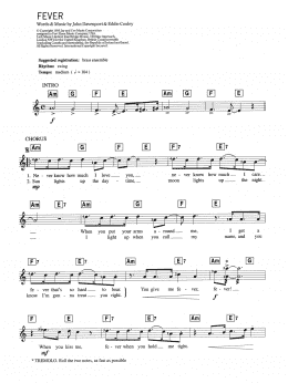 page one of Fever (Piano Chords/Lyrics)