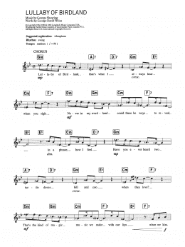 page one of Lullaby Of Birdland (Piano Chords/Lyrics)