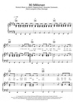 page one of 80 Millionen (Piano, Vocal & Guitar Chords (Right-Hand Melody))