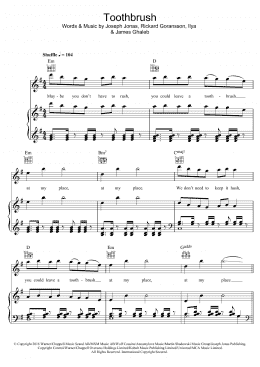 page one of Toothbrush (Piano, Vocal & Guitar Chords)