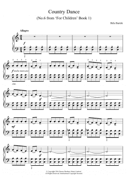page one of Country Dance (From 'For Children', Volume 1) (Easy Piano)