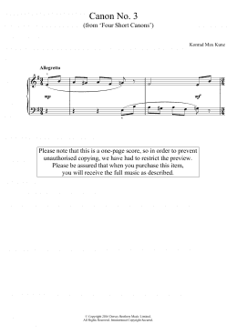 page one of Canon No. 3 (from 'Four Short Canons') (Easy Piano)