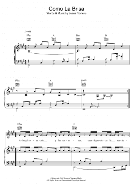 page one of Como La Brisa (Piano, Vocal & Guitar Chords)