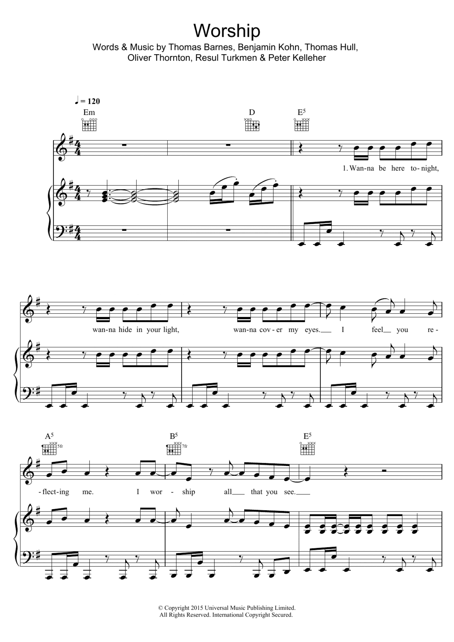 Worship (Piano, Vocal & Guitar Chords)