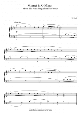 page one of Minuet in G Minor (from The Anna Magdalena Notebook) (Easy Piano)
