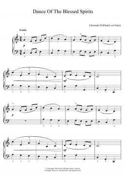 page one of Dance Of The Blessed Spirits (from Orfeo ed Euridice) (Easy Piano)