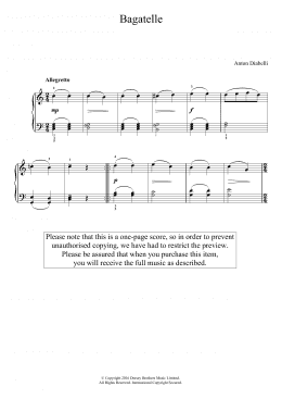 page one of Bagatelle (Easy Piano)