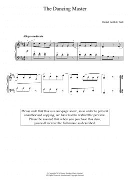 page one of The Dancing Master (Easy Piano)