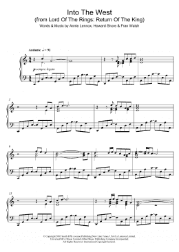 page one of Into The West (from The Lord Of The Rings: The Return Of The King) (Piano Solo)
