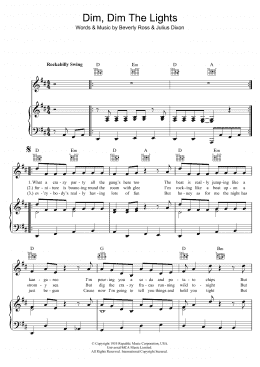 page one of Dim, Dim The Lights (Piano, Vocal & Guitar Chords)