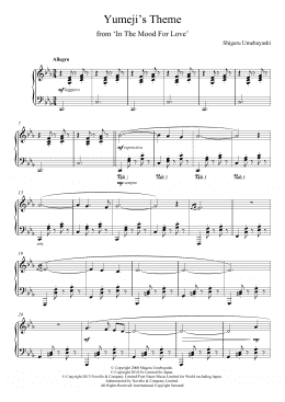 page one of Yumeji's Theme (from 'In The Mood For Love') (Piano Solo)