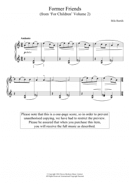 page one of Former Friends (From 'For Children', Volume 2) (Easy Piano)