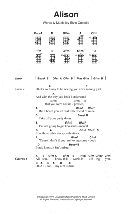 page one of Alison (Piano, Vocal & Guitar Chords)