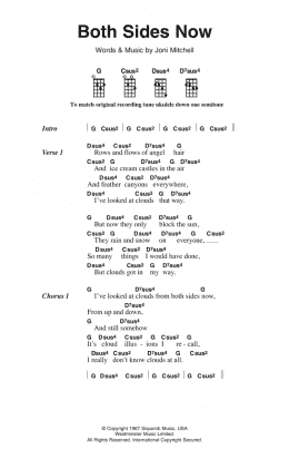 page one of Both Sides Now (Ukulele Chords/Lyrics)