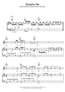 page one of Breathe Me (Piano, Vocal & Guitar Chords)