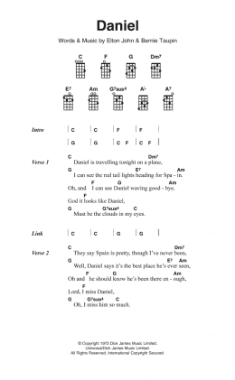 page one of Daniel (Ukulele Chords/Lyrics)