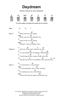page one of Daydream (Ukulele Chords/Lyrics)