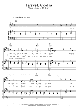 page one of Farewell, Angelina (Piano, Vocal & Guitar Chords)